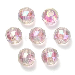 UVメッキ透明アクリルヨーロピアンビーズ  大穴ビーズ  ラウンド  パールピンク  13.5x13mm  穴：4mm&nbsp;OACR-F004-03E