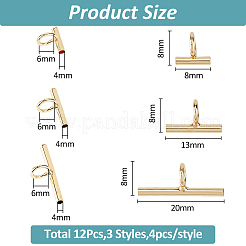 12 шт. 3 стиля латунных трубчатых дужек DIY-FH0007-67G