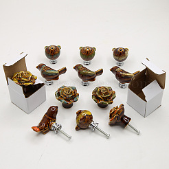 Фарфоровые ручки ящика с птицами&nbsp;LS-CABI-PW0002-01A-02