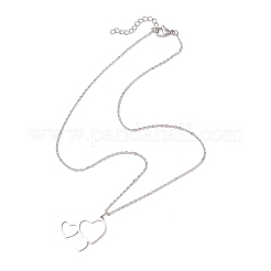 6 шт. 6 стиля 201 нержавеющая сталь 3 ожерелья с подвесками в виде сердца NJEW-JN05195