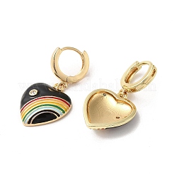 Серьги-кольца из латуни с радугой из настоящего золота 18 карат EJEW-L268-042G-02