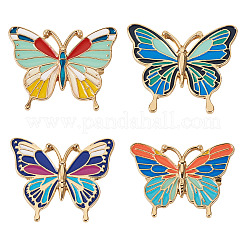 4 шт. 4-х цветные эмалевые булавки в форме бабочек&nbsp;JEWB-TA0001-21