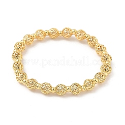 Латунные круглые бусины эластичные браслеты для женщин BJEW-B148-04A-G