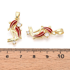Anhänger aus Messing mit Mikropavé aus Zirkonia und Emaille&nbsp;KK-T074-67G-03