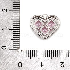 Breloques en laiton avec micro pavé de zircone cubique rose&nbsp;CU-CBAF17A-10P