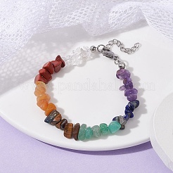 Chakra-Perlenarmbänder aus natürlichen Edelsteinsplittern für Damen&nbsp;BJEW-JB09864