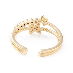 Anelli di polsino in zircone chiaro con micro pavè di ottone&nbsp;RJEW-F102-14G