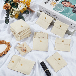 Конверты для украшений из микрофибры подарочные пакеты с кнопкой&nbsp;ABAG-WH0032-104A