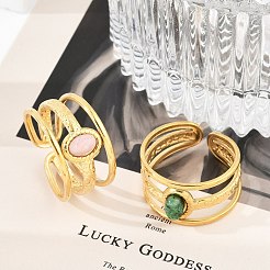 Многослойные открытые манжетные кольца из нержавеющей стали 304 RJEW-Z078-06G