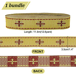 Жаккардовая лента из полиэстера в этническом стиле с крестом SRIB-WH0026-29-1