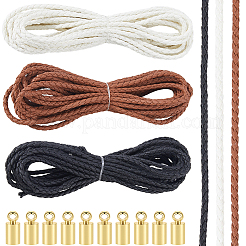 15m 3 Farben geflochtene runde weiche PU-Kunstlederschnüre&nbsp;OCOR-CL0001-11A