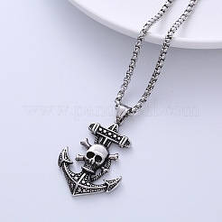 Пиратский корабль якорь нержавеющая сталь кулон ретро панк ожерелья для мужчин KF7399