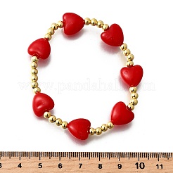 День святого Валентина абс искусственный жемчуг бусины эластичные браслеты для женщин BJEW-D317-08A-G