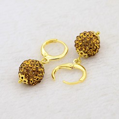 Оборванных серьги круглые горный хрусталь мяч смолы EJEW-J080-17G