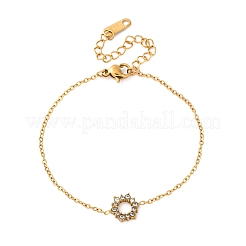 Браслеты из нержавеющей стали 304 с подсолнухом для женщин BJEW-R027-01G