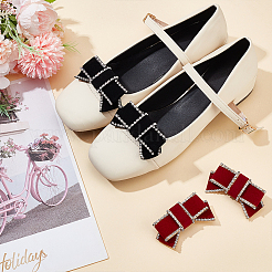 4 шт. 2-х цветные украшения для обуви из бархата с бантом DIY-WR0004-09