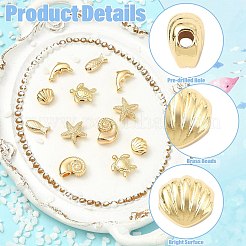 12 pièce 6 styles de perles en laiton plaquées&nbsp;KK-CJ0005-86
