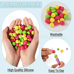 90 pièce de perles focales en silicone rondes et rondelles&nbsp;SIL-TA0003-58