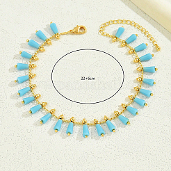 Пляжные браслеты на ногу из латуни с кисточками из искусственной бирюзы в богемном стиле для женщин LQ2874