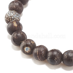 ラウンド ナチュラル アゲート ストレッチ ビーズ ブレスレット  内径：2-1/8インチ（5.3cm）  ビーズ：8mm&nbsp;BJEW-JB08196-03