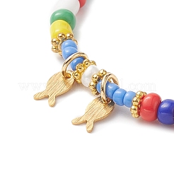 Эластичный браслет из стеклянных семян и натурального жемчуга&nbsp;BJEW-JB09268