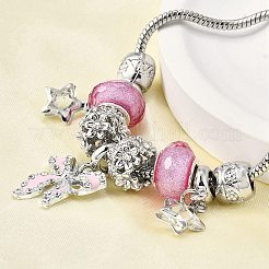 Сплав эмаль европейские бусины браслеты с подвесками BJEW-F495-22P