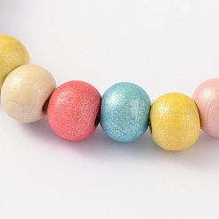 Детский подарок на день крашеные круглые деревянные браслеты из бисера для детей BJEW-JB02014