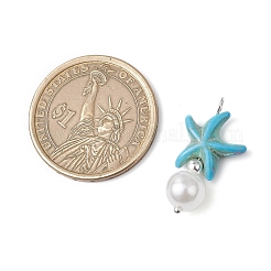 Подвески из искусственного жемчуга и окрашенной синтетической бирюзы в виде морской звезды&nbsp;PALLOY-JF03794