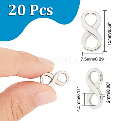 304ステンレススチールリンク  無限大  ステンレス鋼色  15x7.5x2mm  穴：4x4.5mm  20個/箱&nbsp;STAS-UN0005-29
