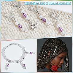 Подвесные маркеры петель из акрила с имитацией жемчуга и сплава HJEW-AB00300