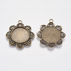 Supports de cabochon de pendentif de style tibétain&nbsp;X-TIBE-A21387-AB-FF