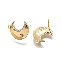 Латунные микро-паве прозрачные серьги-гвоздики из циркония&nbsp;KK-G530-03G