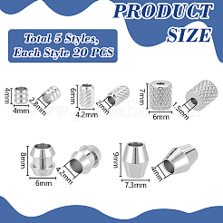 100 шт. 5 стиля 201 бусины из нержавеющей стали&nbsp;FIND-UN0016-47