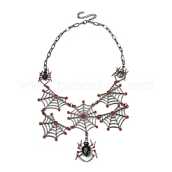 Женские ожерелья-нагрудники из сплава паутины с сиамскими стразами на Хэллоуин&nbsp;LS-NJEW-P340-01B