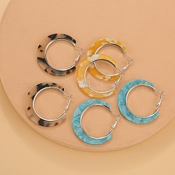 アクリルフープピアス  模様入りリング  プラチナ  ミックスカラー  45mm  3のペア/セット&nbsp;FS-WG995C7-09