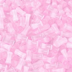 Fgbグレードaドローベンチスタイルガラスシードビーズ  竹の共同  模造キャットアイビーズ  パールピンク  7.5x3.5~4mm  穴：1.2~1.5mm  約3000個/ポンド&nbsp;SEED-Q040-01A-13