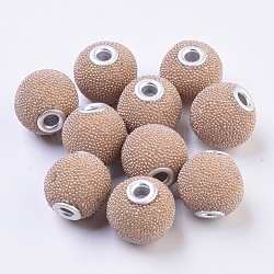 Manuell Indonesiene Perlen, mit Metall-Zubehör, Runde, Silber, peachpuff, 15~16x14~15 mm, Bohrung: 3 mm