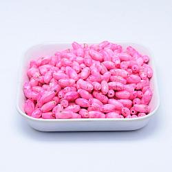 Spruzzare dipinte perline acriliche trafila, ovale, rosa caldo, 12x6mm, foro: 1mm, circa 2000pcs/500g