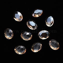 Cabochon ovale in vetro trasparente, nail art accessori decorativi, sfaccettato, goldenrod, 8x6x2.5mm