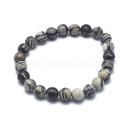 Bracelets extensibles de perle de pierre naturelle, ronde, 2 pouce ~ 2-1/8 pouces (5.2~5.5 cm), perle: 10 mm