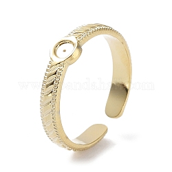 304 fornituras de anillo de puño abierto de acero inoxidable, configuración del anillo de la copa del bisel, plano y redondo, real 18k chapado en oro, diámetro interior: 17 mm, Bandeja: 3 mm