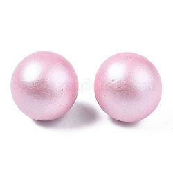 Painted Round Schima Wood Earrings for Girl Women, Stud Earrings with 316 Surgical Stainless Steel Pins, Pearl Pink, 15mm, Pin: 0.7mm