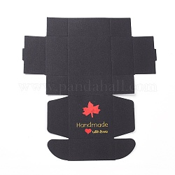 Kraft Paper Gift Box, Wedding Decoration, Folding Boxes, with Maple Leaf Pattern, Black, 28x24.5x0.05cm, Finished Product: 8x8x4cm