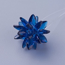 Glas gewebt Perlen, Blume / Wunderkerze, hergestellt aus Pferdeaugen-Anhängern, marineblau, 13 mm