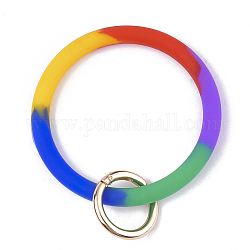 Силиконовые браслеты, с литыми пружинными кольцами, золотой свет, красочный, 115 мм