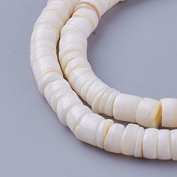 Shell perle naturali fili, tinto, disco, colore conchiglia, 4.9~6x0.4~6mm, Foro: 1.4 mm, circa 15.94 pollice ~ 16.14 pollici (40.5~41 cm)
