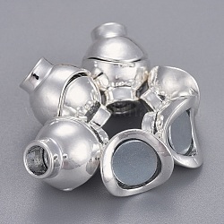 Fermoirs de collier de bijoux alliage fermoirs magnétiques, ronde, couleur argentée, 15x12mm, Trou: 4mm