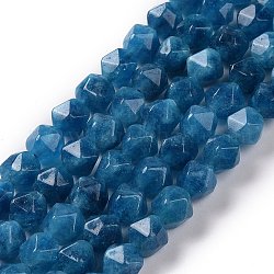 Fili di perline quarzo naturale , sfaccettato poligono, tinti e riscaldato, Blue Marine, 8x7.5x7.5mm, Foro: 1.2 mm, circa 45~46pcs/filo, 14.65~14.84 (37.2~37.7 cm)