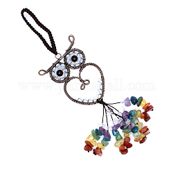 Опаловые подвесные украшения в виде совы, красочный драгоценный камень чип из бисера кисточка висячий орнамент, с металлическим каркасом, 180 мм