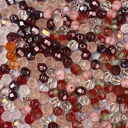 Perle di vetro ceco lucidate a fuoco, sfaccettato, ananas, rosso, 6x5.5~6mm, Foro: 1.2 mm, circa 360pcs/scatola